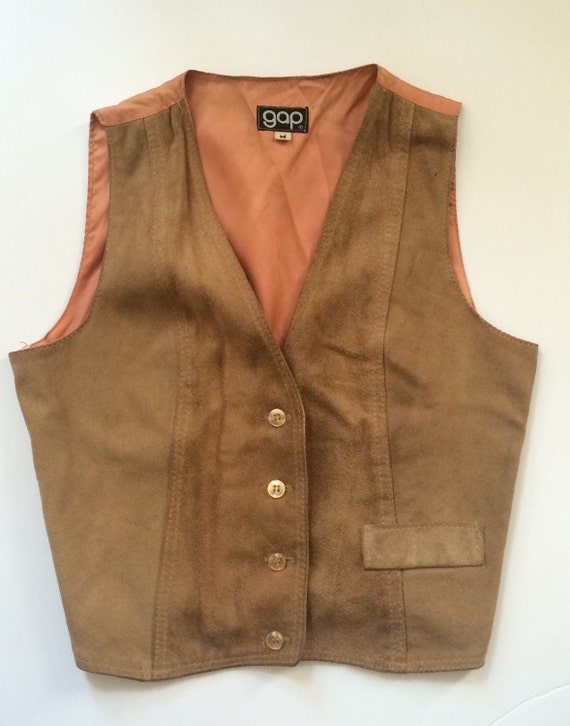 Vintage GAP Leather Suede Vest Tan Suede by BrocanteBedStuyHOMME