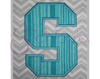 Sports Applique Monogram Set - 5", 6", 7" - Letters & Numbers Machine Embroidery Font Alphabet Letters Varsity College Block Applique Font