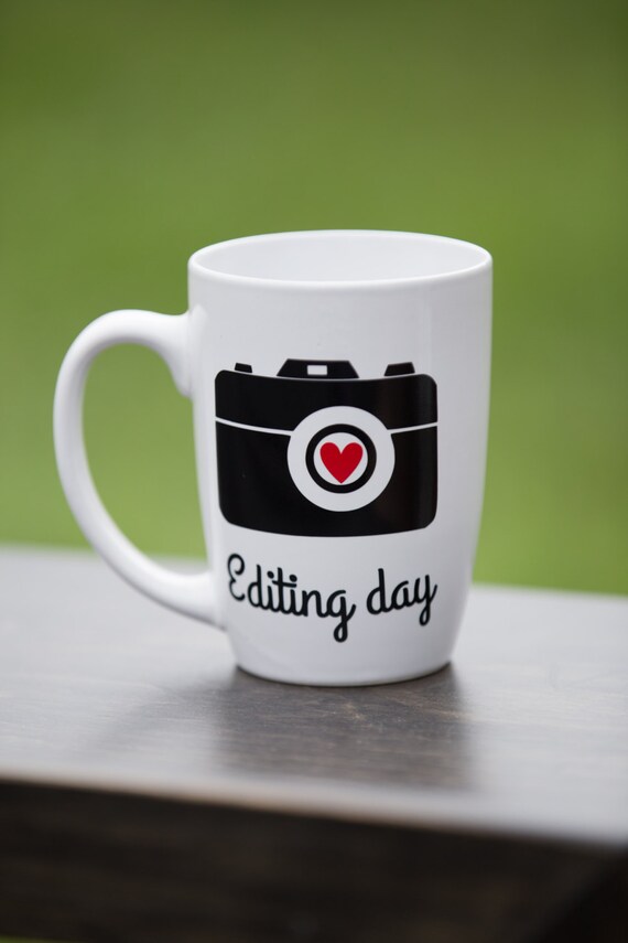 Photographer gift idea coffee mug. Editing day custom tea cup
