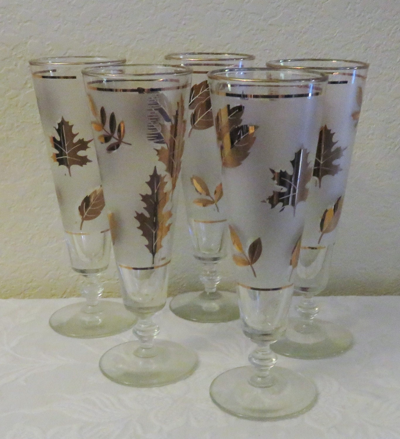 Retro 1970s Libbey Glass Co Juice Glasses Smoked Glass With Orange