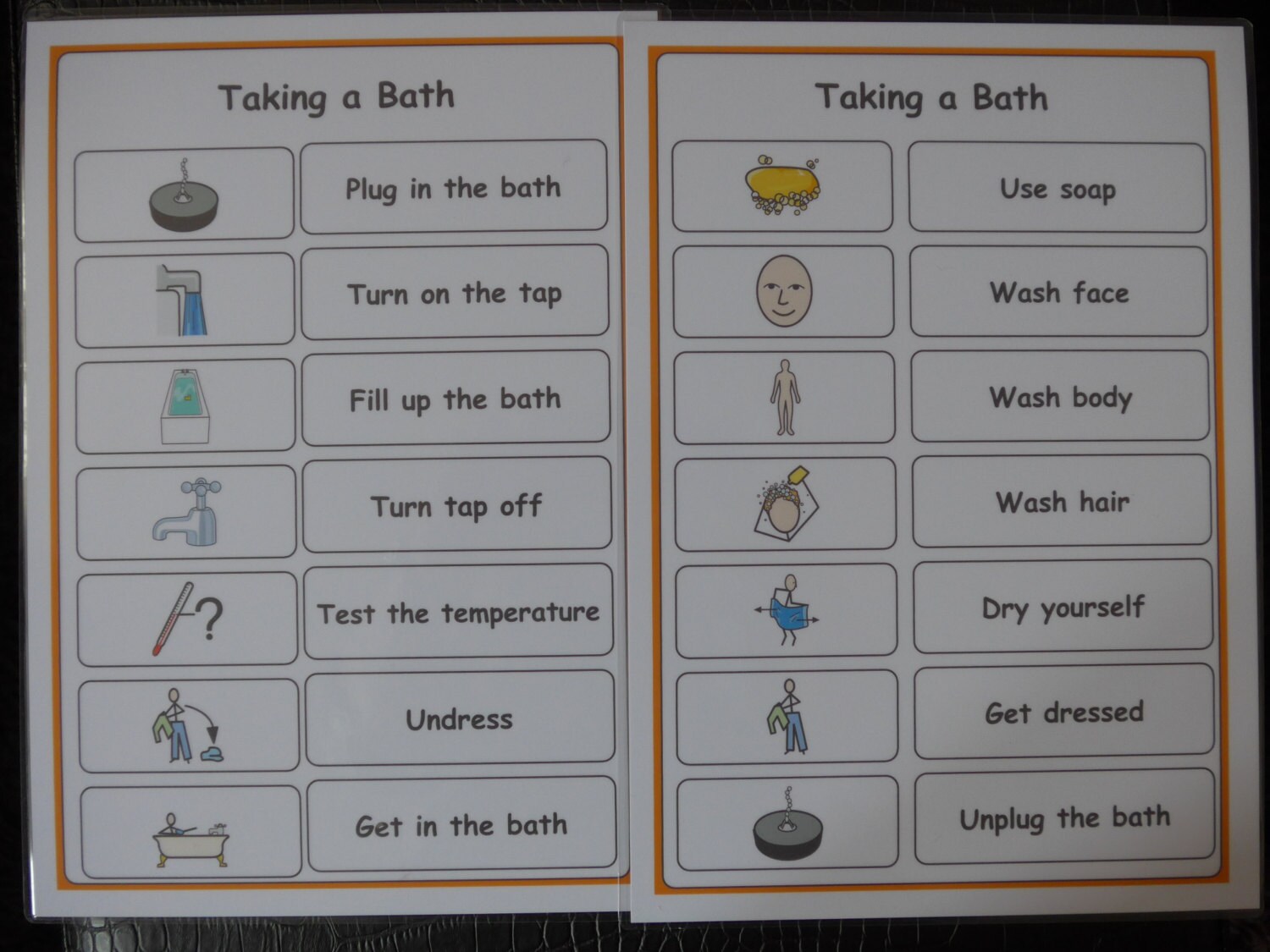 Taking A Bath Hygiene Checklist Support/Aid for