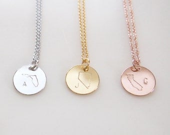 Custom handwriting Personalized State Necklace Mothers day - CN