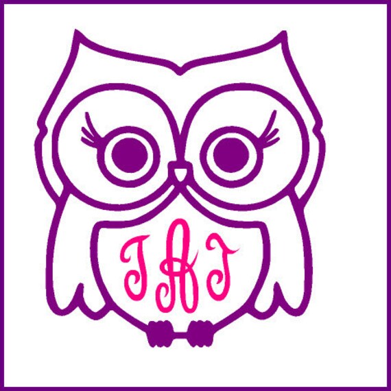 Items similar to Owl Monogram Vinyl Decal on Etsy