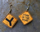 HIGHWAY SIGN EARRINGS - Designer earrings - Rusty traffic warning signs - Light weight & fun to wear! (T-9) HIGHWAY SIGN EARRINGS - Designer earrings - Rusty traffic warning signs - Light weight & fun to wear! (T-9)