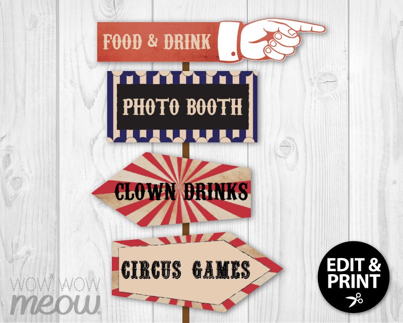 14 Vintage Circus Signs Printable INSTANT DOWNLOAD Party