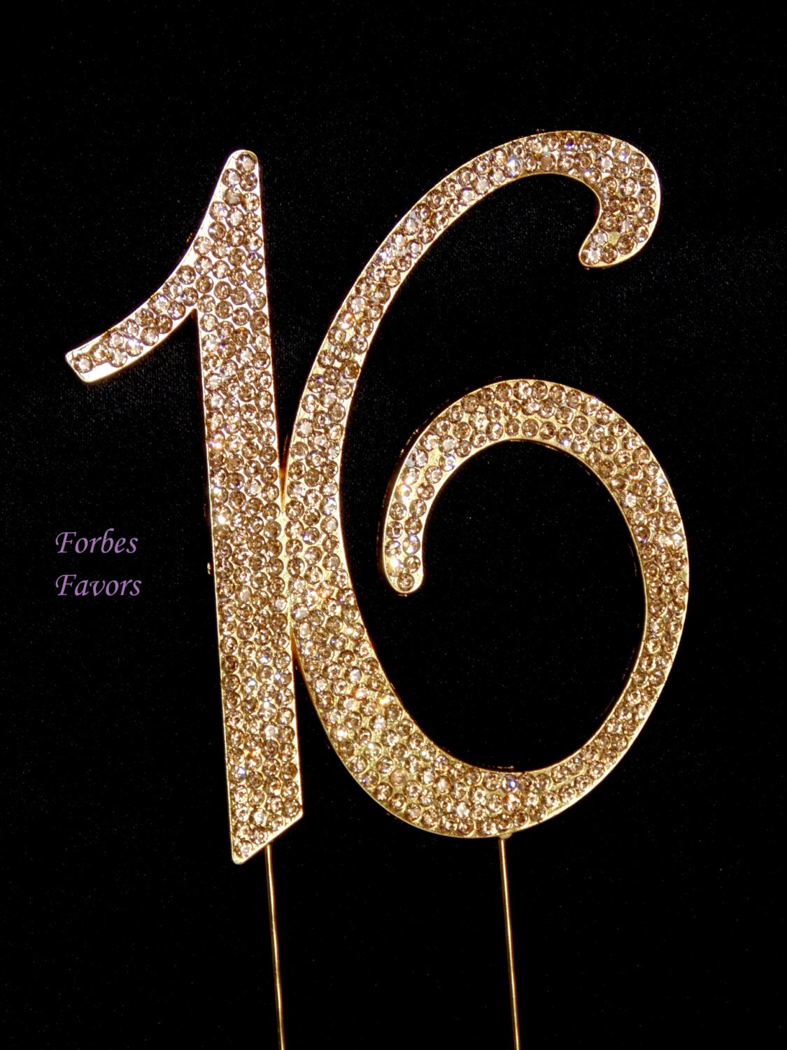 Large Real Rhinestone GOLD Sweet Sixteen Number Cake Topper Large Real Rhinestone GOLD Sweet Sixteen Number Cake Topper