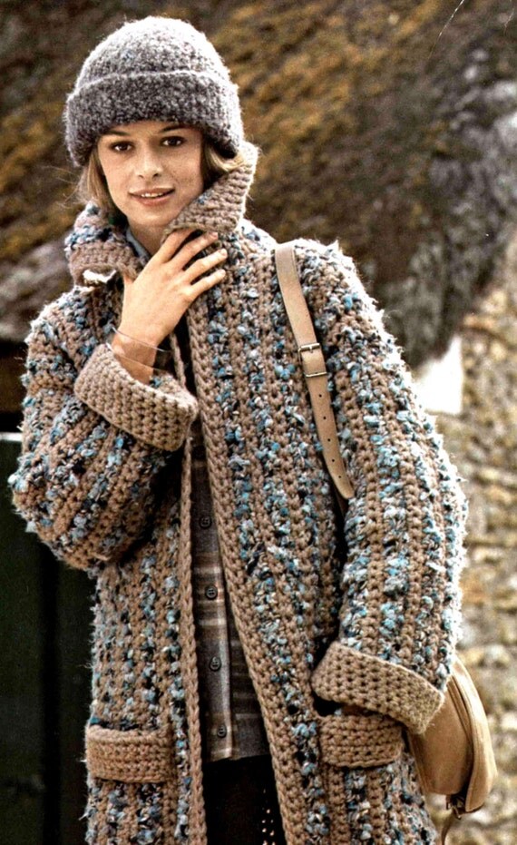 Crochet Coat Pattern .. Ladies Striped Coat .. Instant Download .. Stylish, Smart, Casual or Dressy .. PDF Crochet Pattern