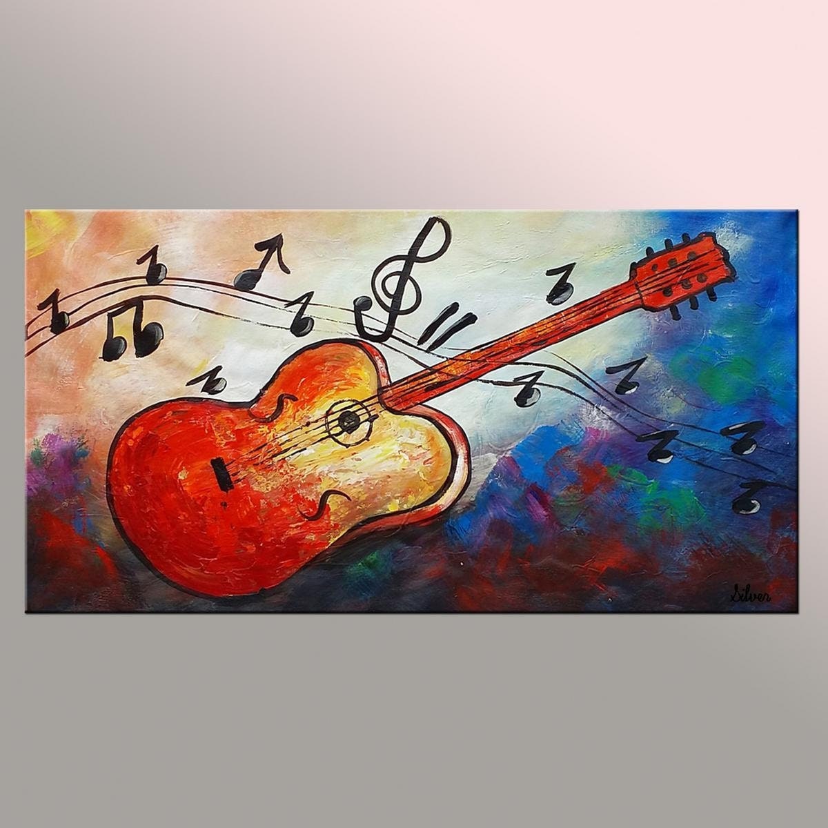 Original Painting Guitar Painting Abstract Art by TexturePainting