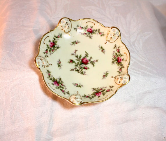 Rosenthal Moliere Ivory Floral and Gold Decorated Footed Dish