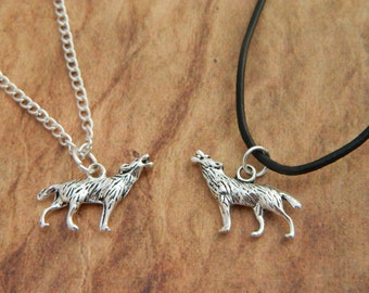 Wolf Necklace, Werewolf Necklace, Wolf Charm, Mens Necklace, Wolf Jewellery, Leather Necklace, Werewolf Costume, Howling Wolf, Wolves Fan