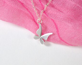 Silver butterfly necklace, Butterfly necklace, Tiny butterfly necklace, Small butterfly necklace, Insect necklace, Animal necklace