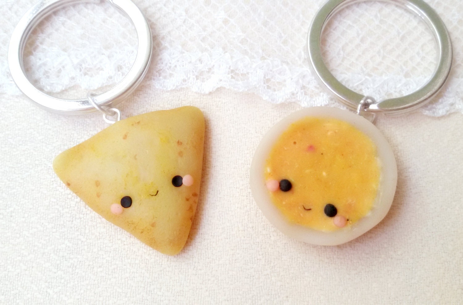 Friendship Chip and Dip keychain best by ClayCreationsForEver