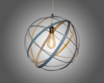 LED Rustic Light Blue Strapped Metal Pendant Light with LED Edison Bulb
