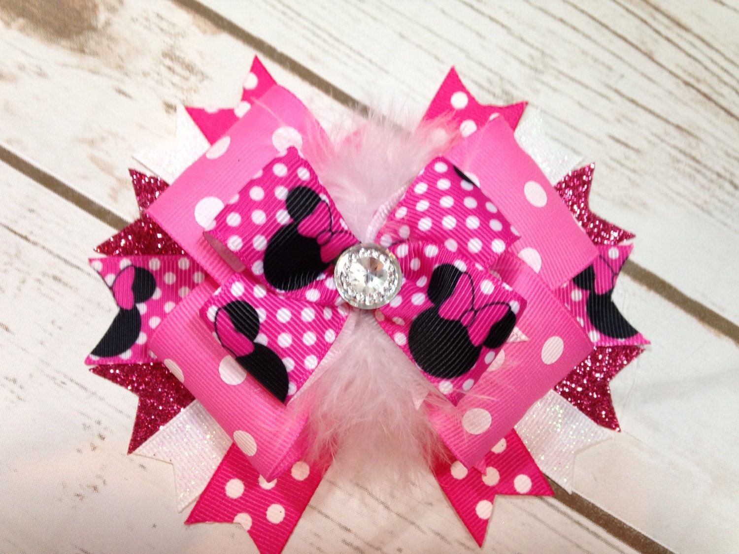 Minnie Mouse Hair Bow Baby Little Girls Toddler by BnBKidsBoutique