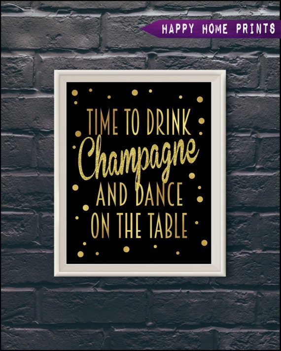 Gold Glitter Quote Print Printable art wall decor party