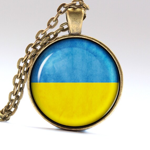 Ukraine Jewelry Kiev Pendant Flag Necklace Ukraine by AimPendants