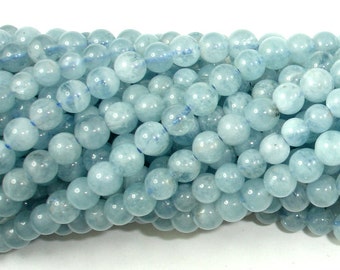 Genuine Aquamarine Beads, Round, 4mm , 15.5 Inch, Full strand, Approx 98-110 beads, Hole 0.5 mm, A quality (123054016)