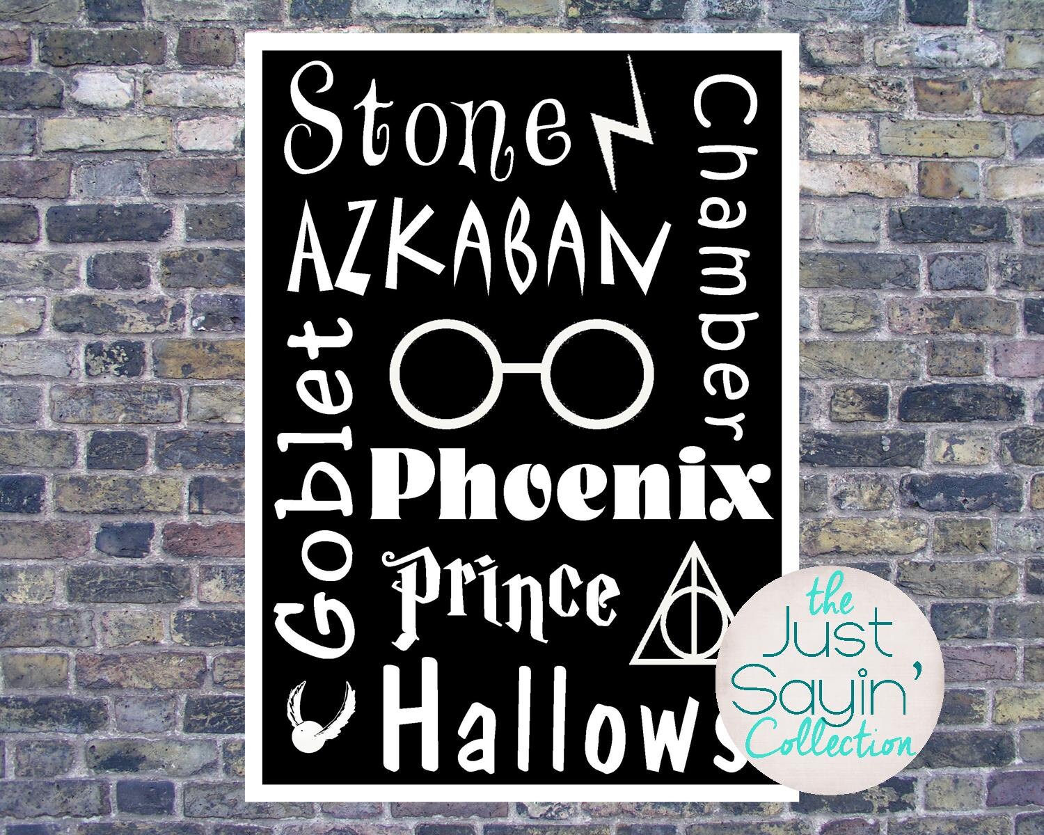 Harry Potter Titles Typography Printable Wall Art Stone