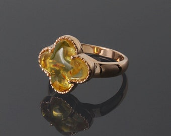 Amber ring - Gold amber ring - Natural amber ring - Gold unique ring - Unusual gold ring - Gold ring for women