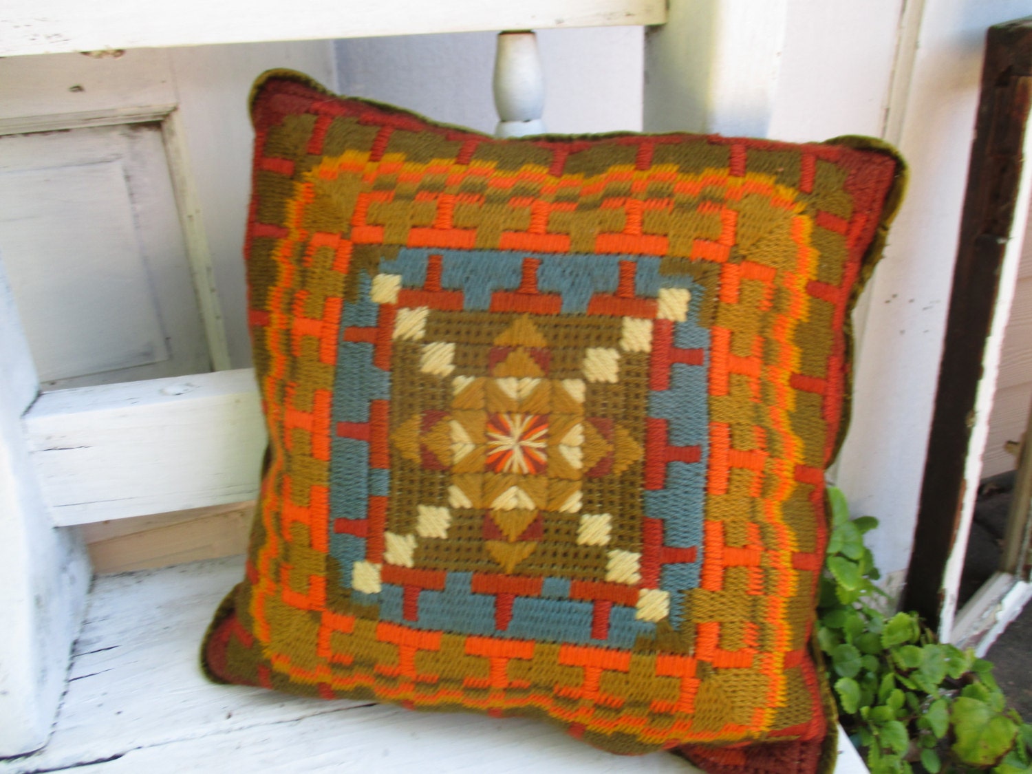 southwest pillow vintage throw pillow retro boho by ChalleeVintage