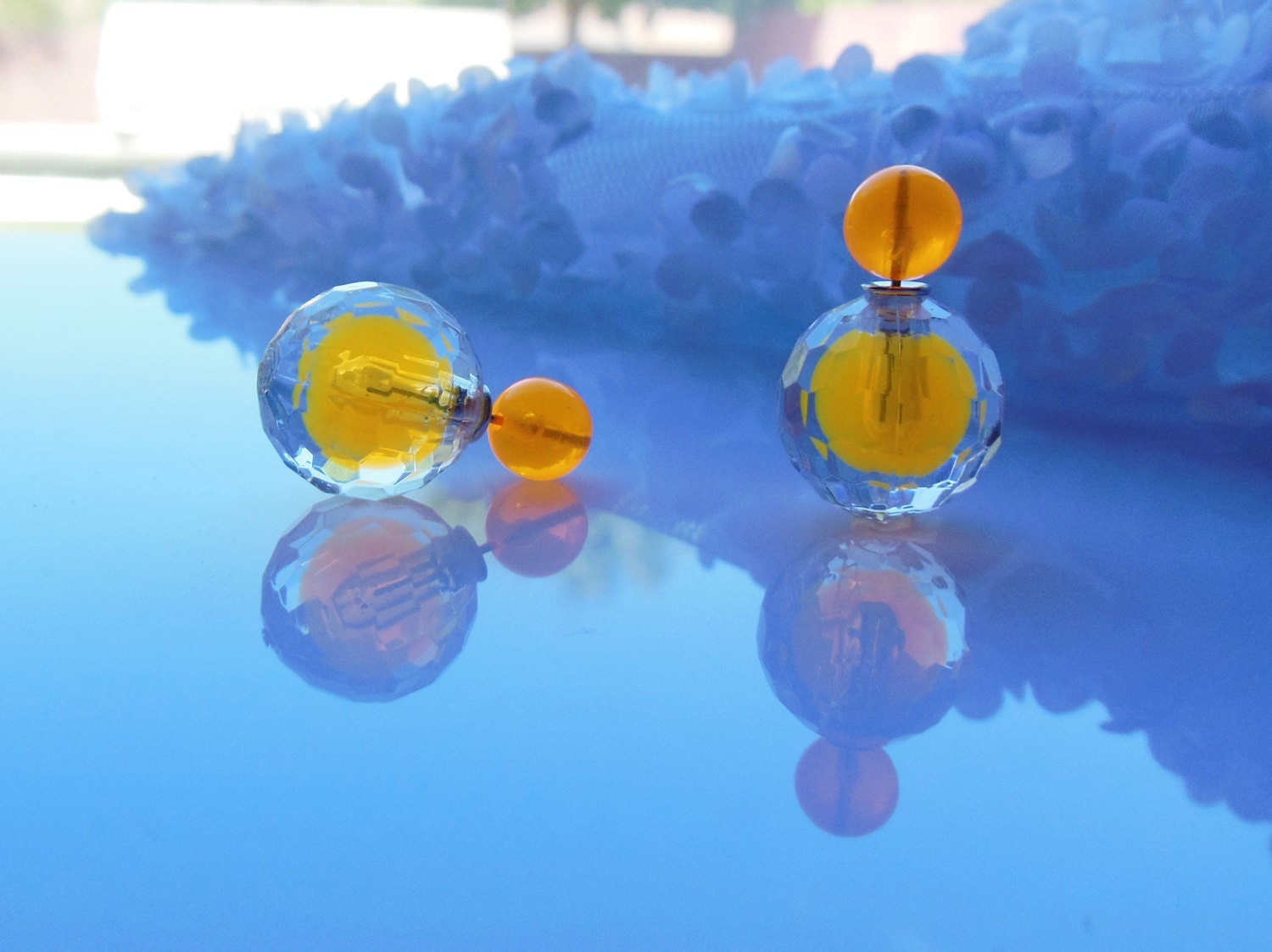 double sided earrings with natural stones
