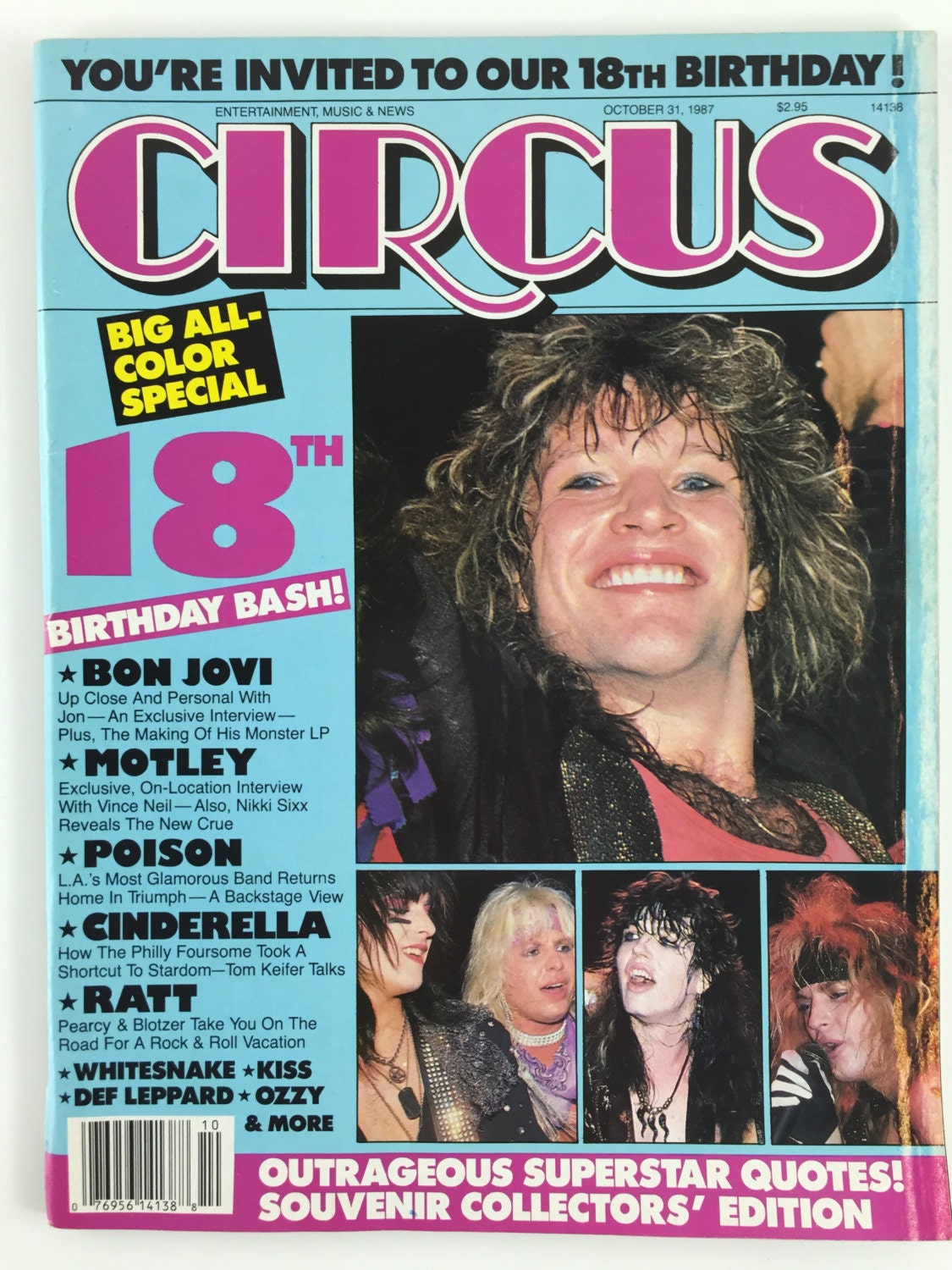 Circus Magazine October 31 1987 Bon Jovi by Daltongangtreasures