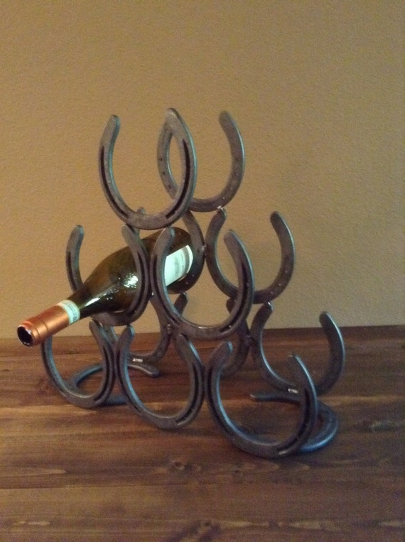 Items similar to 6 Bottle Horseshoe Wine Rack on Etsy