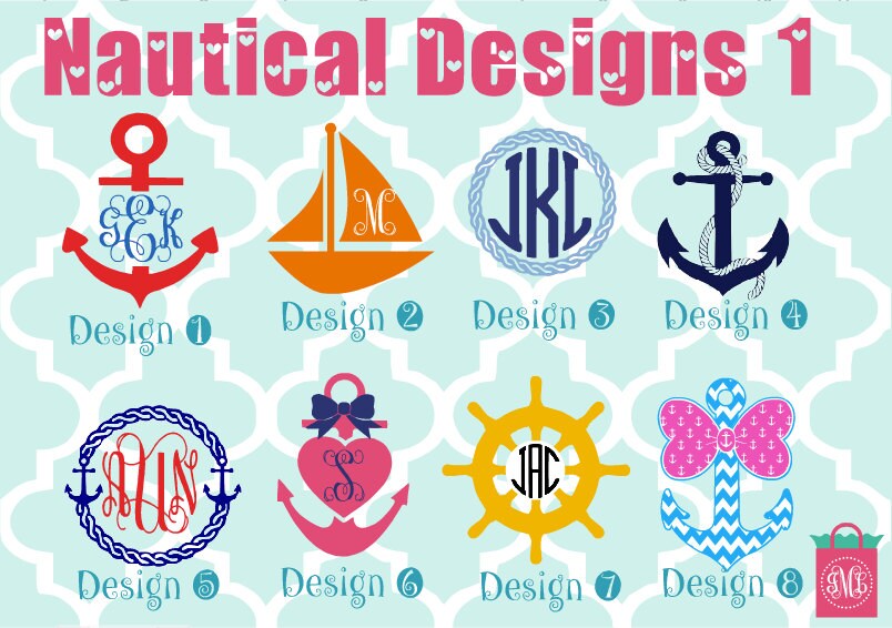 Nautical vinyl decals monogram decals monogrammed decals