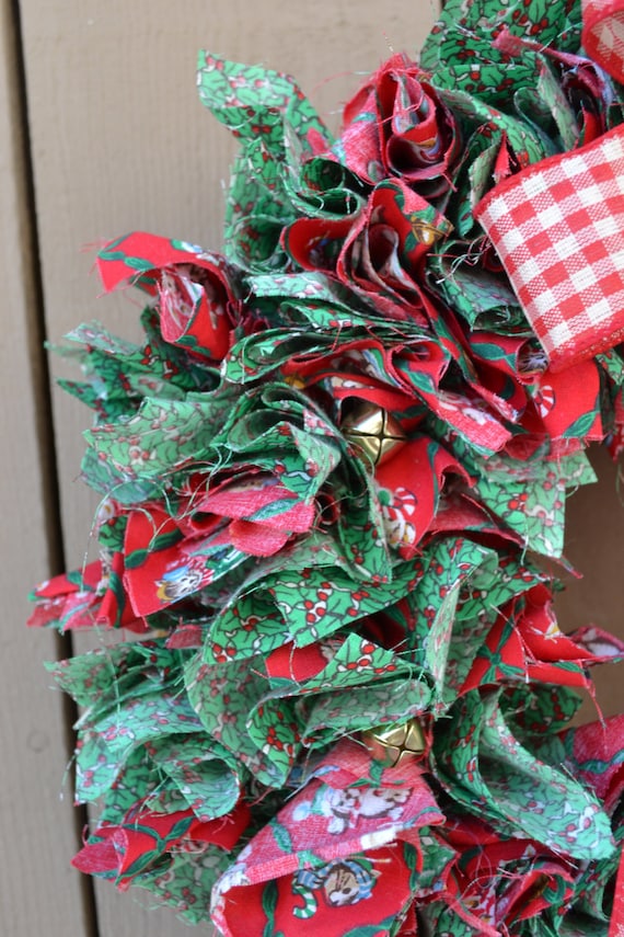 Holiday Straw Wreath with Fabric Squares by itsSandyMade on Etsy
