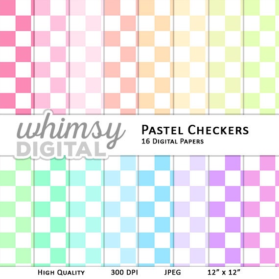 Pastel Checkers Digital Paper with Checkered Patterns in light shades