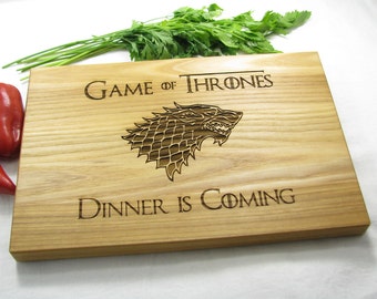 Game of Thrones Cutting Board Personalized, Boyfriend Gift, Game of Thrones Dinner is Coming Stark Family, Custom Engraved Cutting Board