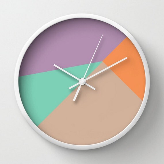 Geometric Wall Clock Triangle Shape Hipster Pantone Colors