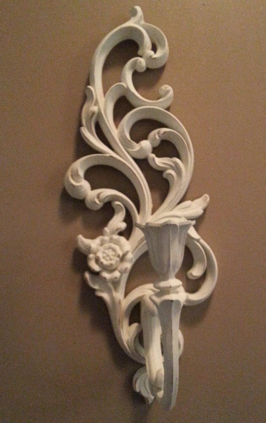 Vintage Shabby Chic Syroco Candle/Wall Sconce