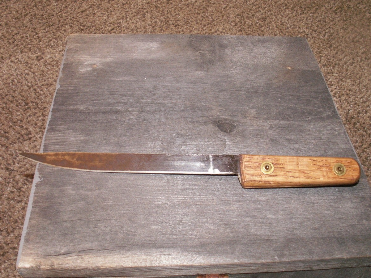 11 Rustic Hand Made Knife Made from Old Saw blade Oak