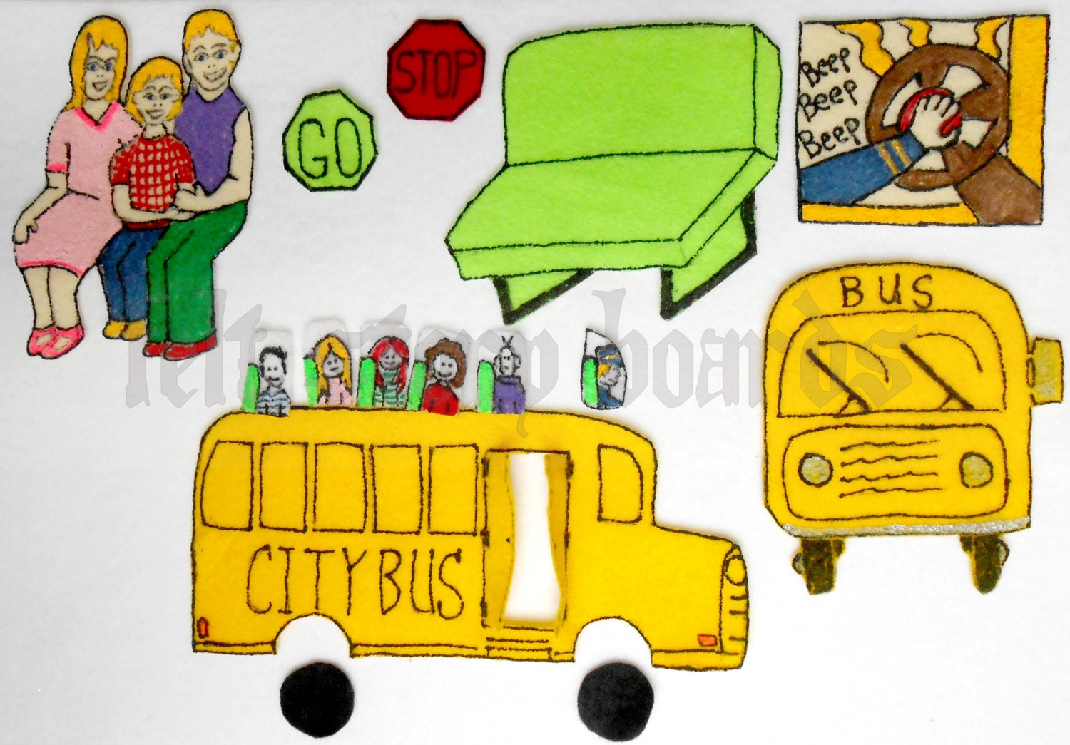 Wheels on the Bus Flannel Board Story by FeltStoryBoards on Etsy