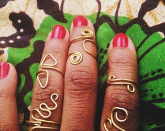 Gold Henna Rings // Brass Wire Ring, Wire Wrapped Ring, Brass Ring, Dainty Jewelry, Gold Rings, Summer Style, Eclectic Rings, Afrocentric