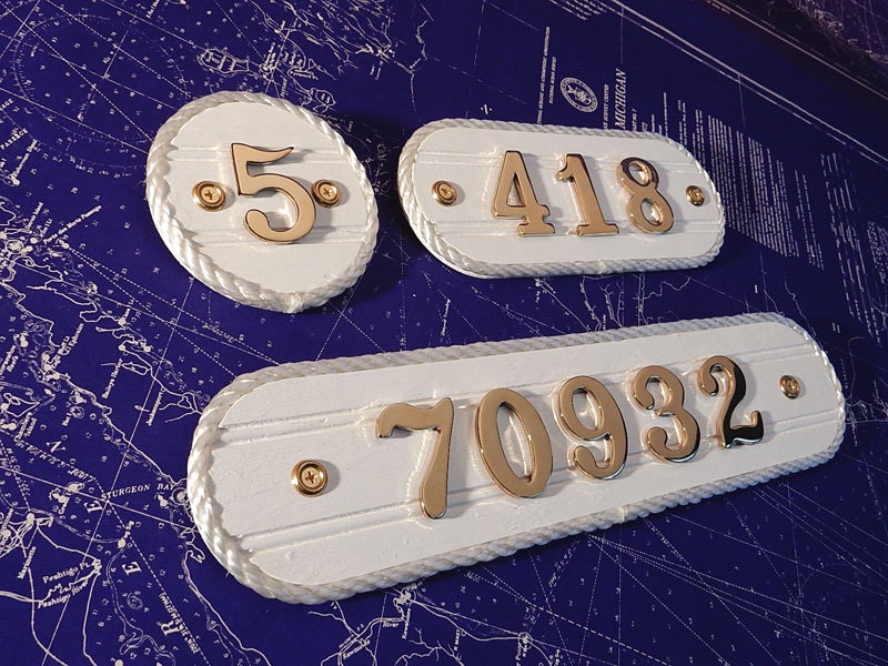 Brass House Number Plaque Home Address Number Plate Condo
