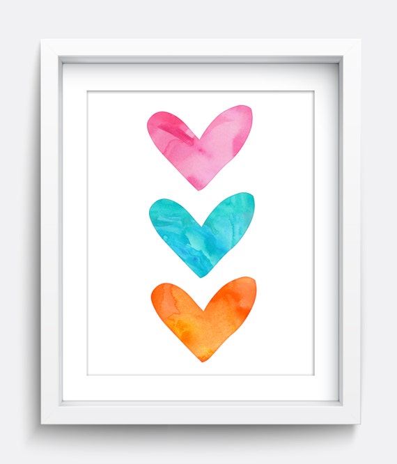 Hearts Prints Colorful Prints Hearts Decor Printable Art