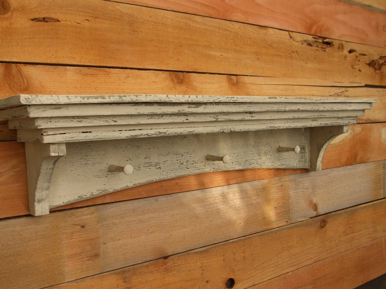 42 Floating white cedar wall shelf mantle french