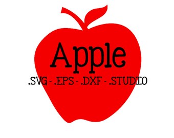 Apple SVG - Apple DXF - Apple EPS - Apple Silhouette Studio Cut File - Teachers Apple Cuttable - Monogram Apple Digital Download Cut File