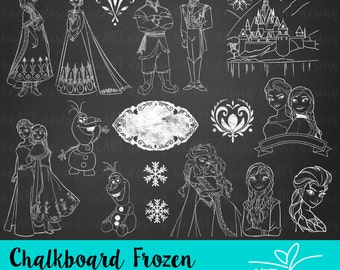 Chalkboard Frozen Clipart / Digital Clip Art for Commercial and Personal Use / INSTANT DOWNLOAD