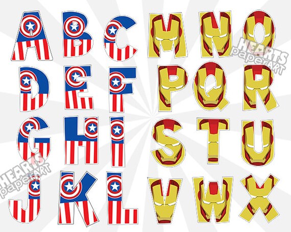 Captain America & Iron Man Alphabet Clip Art Set by HeartsPaperArt