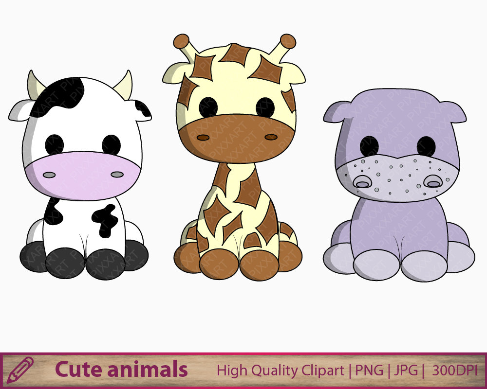 Cow clipart cute animals clip art baby giraffe hippo