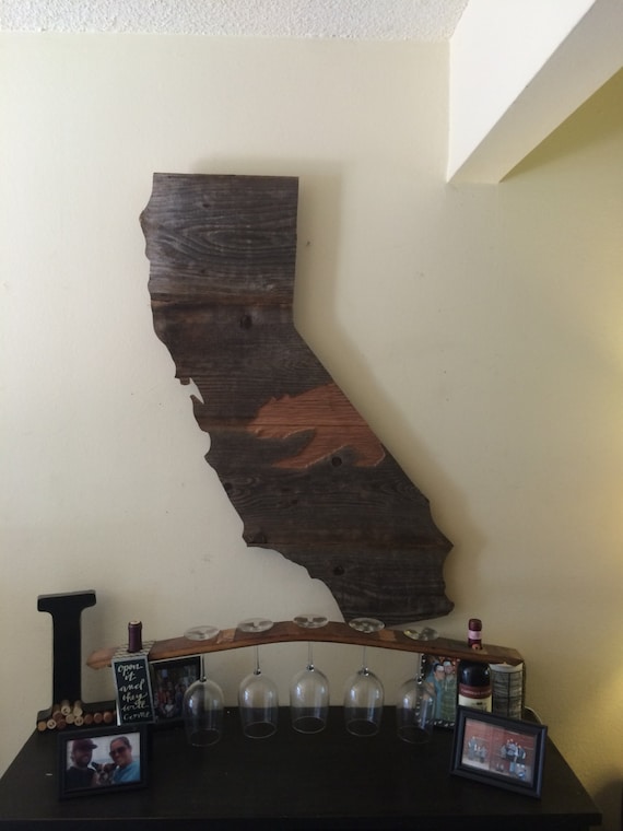 Reclaimed Wood California Wall Art With Hand by LaBarberaWoodworks