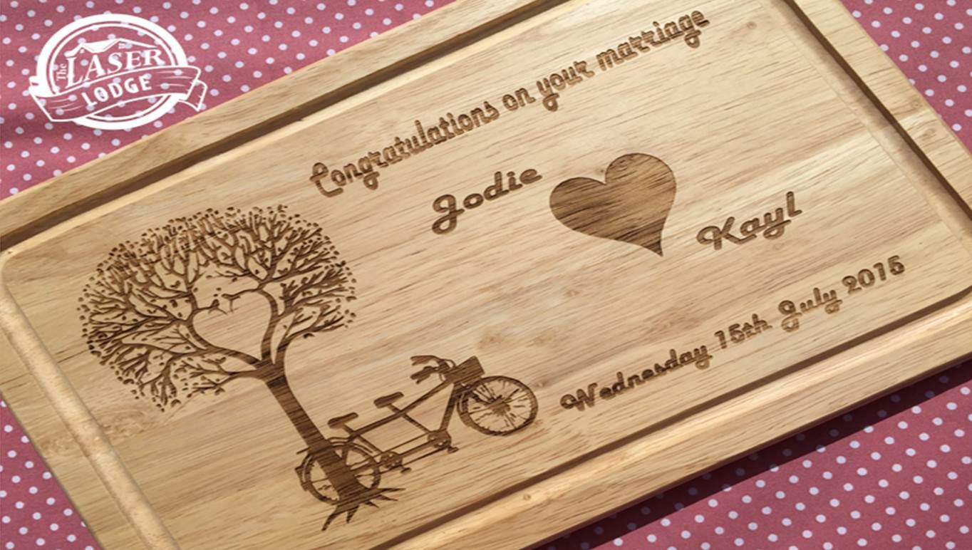 Laser Engraved Personalised Wedding or Anniversary Gift Board