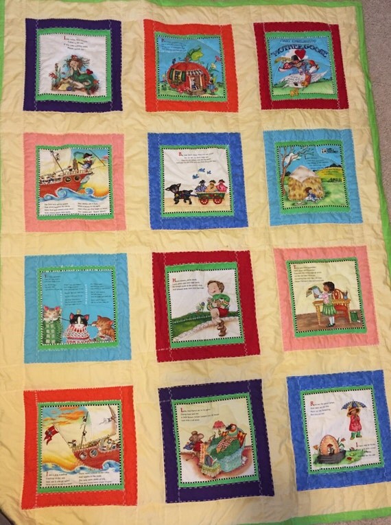 Items similar to Baby Quilt, Mother Goose Nursery Rhymes Quilt on Etsy