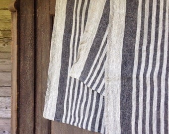 Set of Four Durable Linen tea towels, Thick Dish towels, kitchen towels, striped linen towels by Linenbee