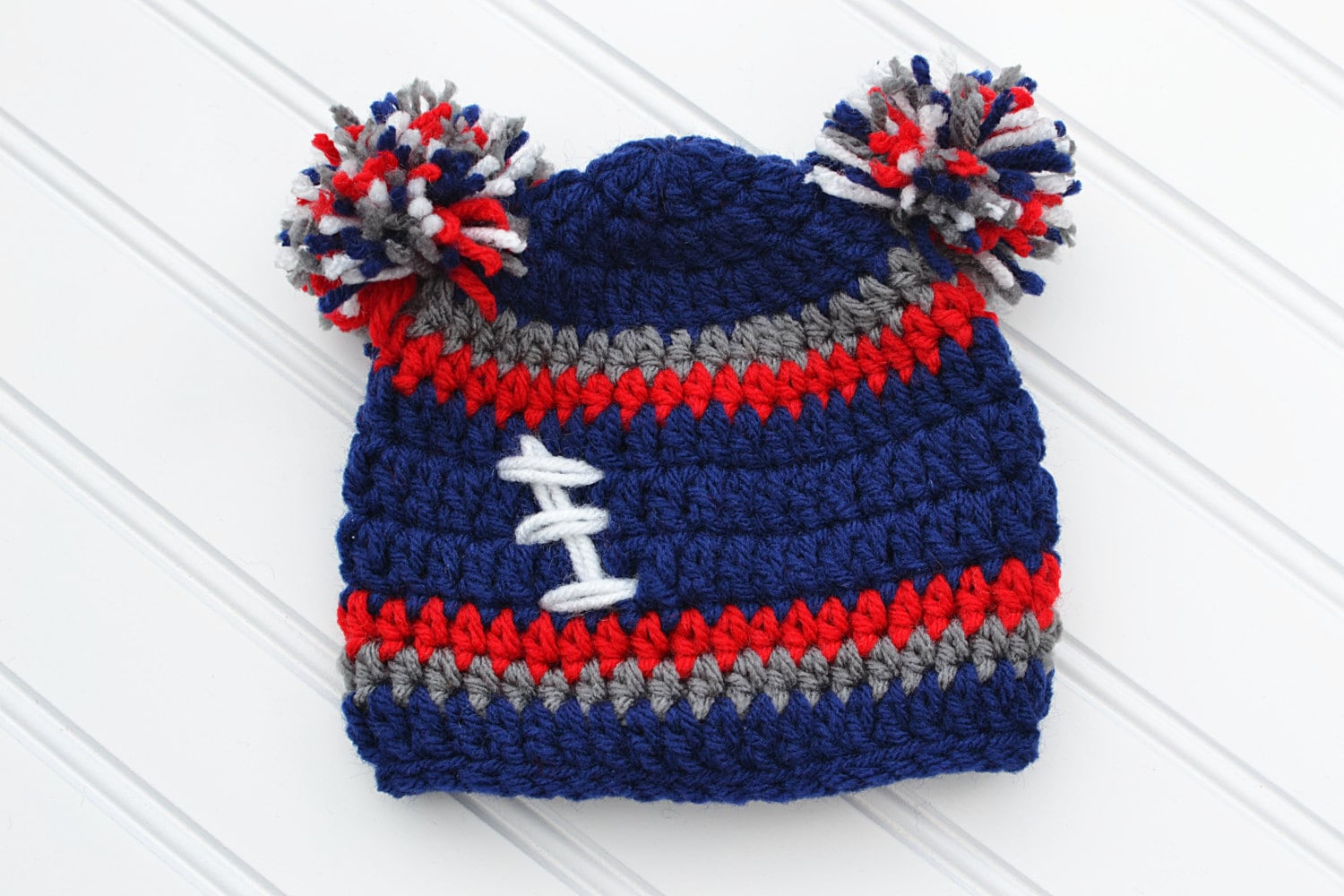 Crochet Baby New England Patriots Football Hat/ Toddler Hat/