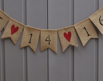 Save The Date Banner, Save The Date Bunting, Engagement Banner Garland, Burlap Banner, Shower Décor, Photo Prop, Barn, Rustic, Country