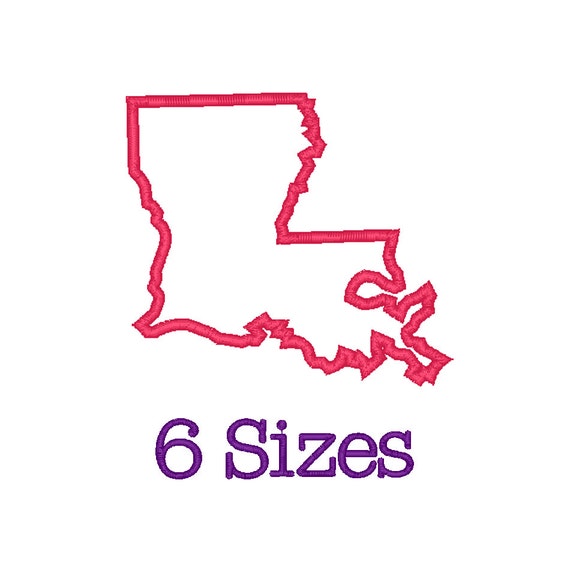 6 SIZES Louisiana State Applique Embroidery Machine Embroidery